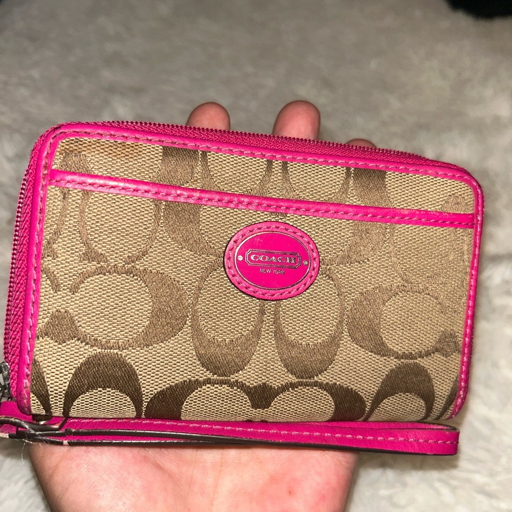Coach Tan and Pink Wallets with Signature Monogram